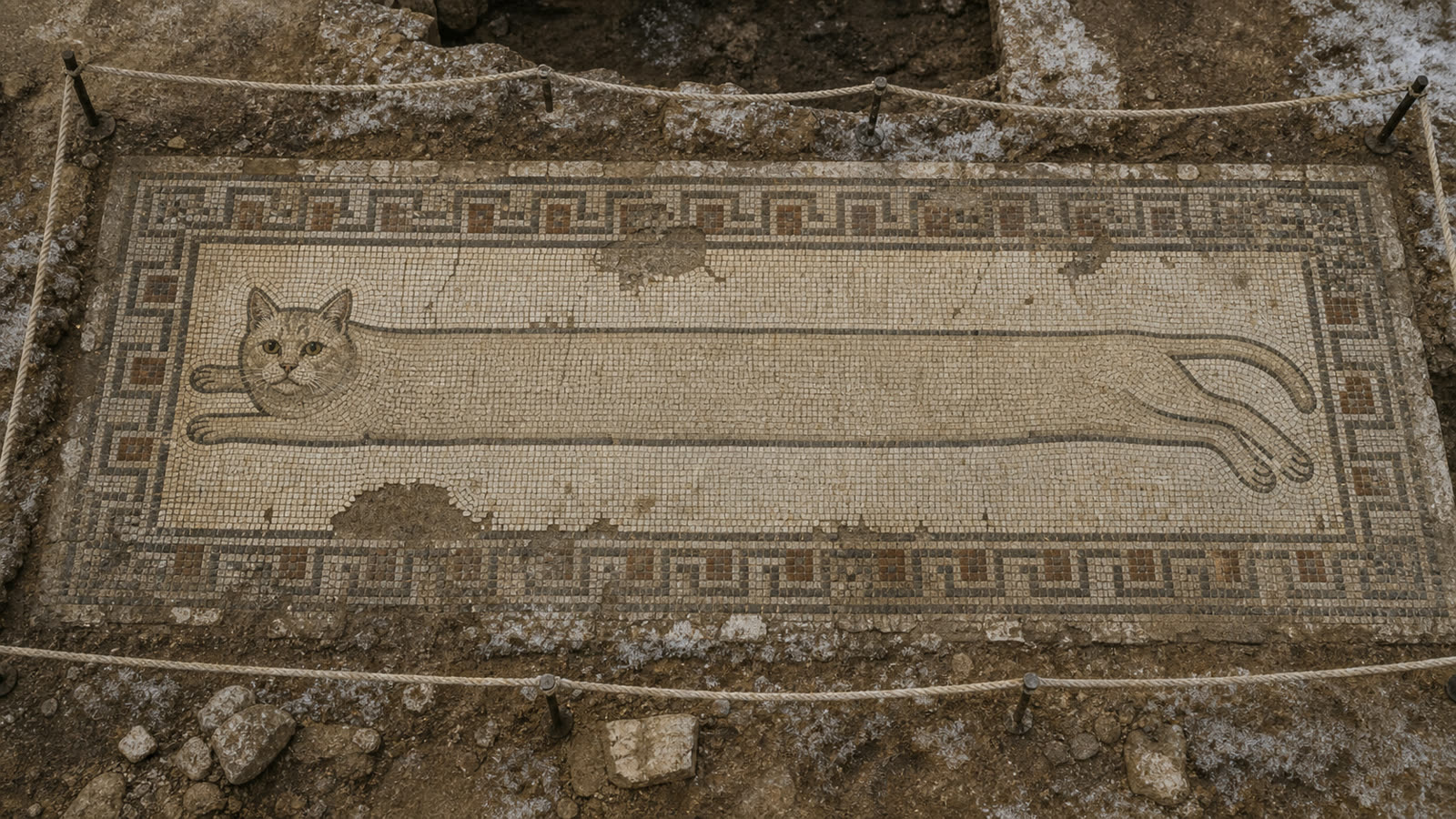 Excavated Roman Longcat Mosaic