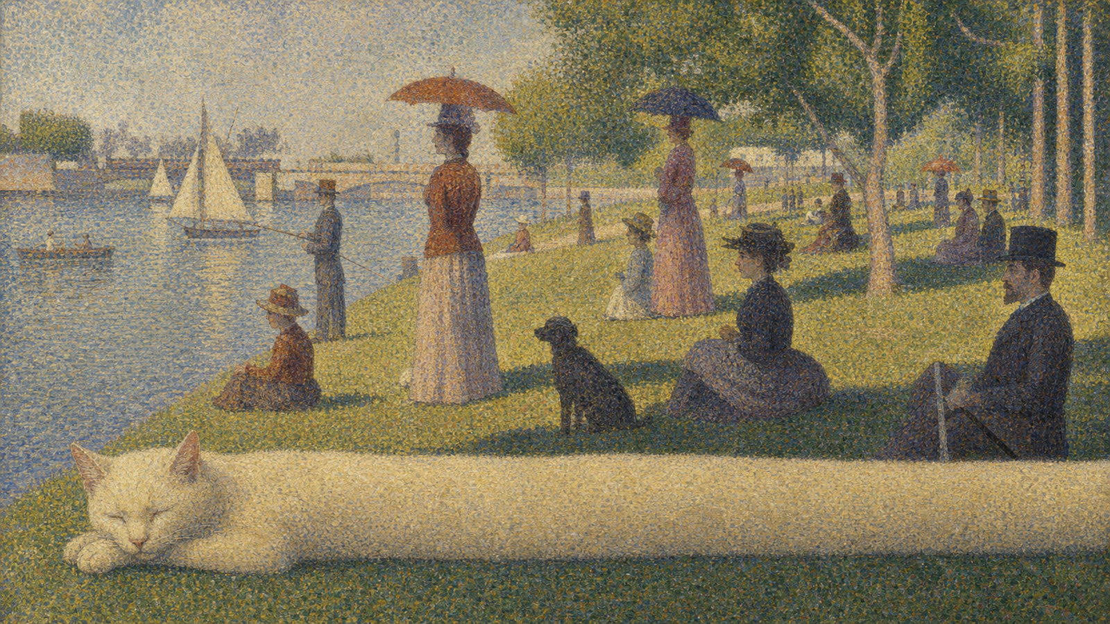 Grande Jatte riverbank cat