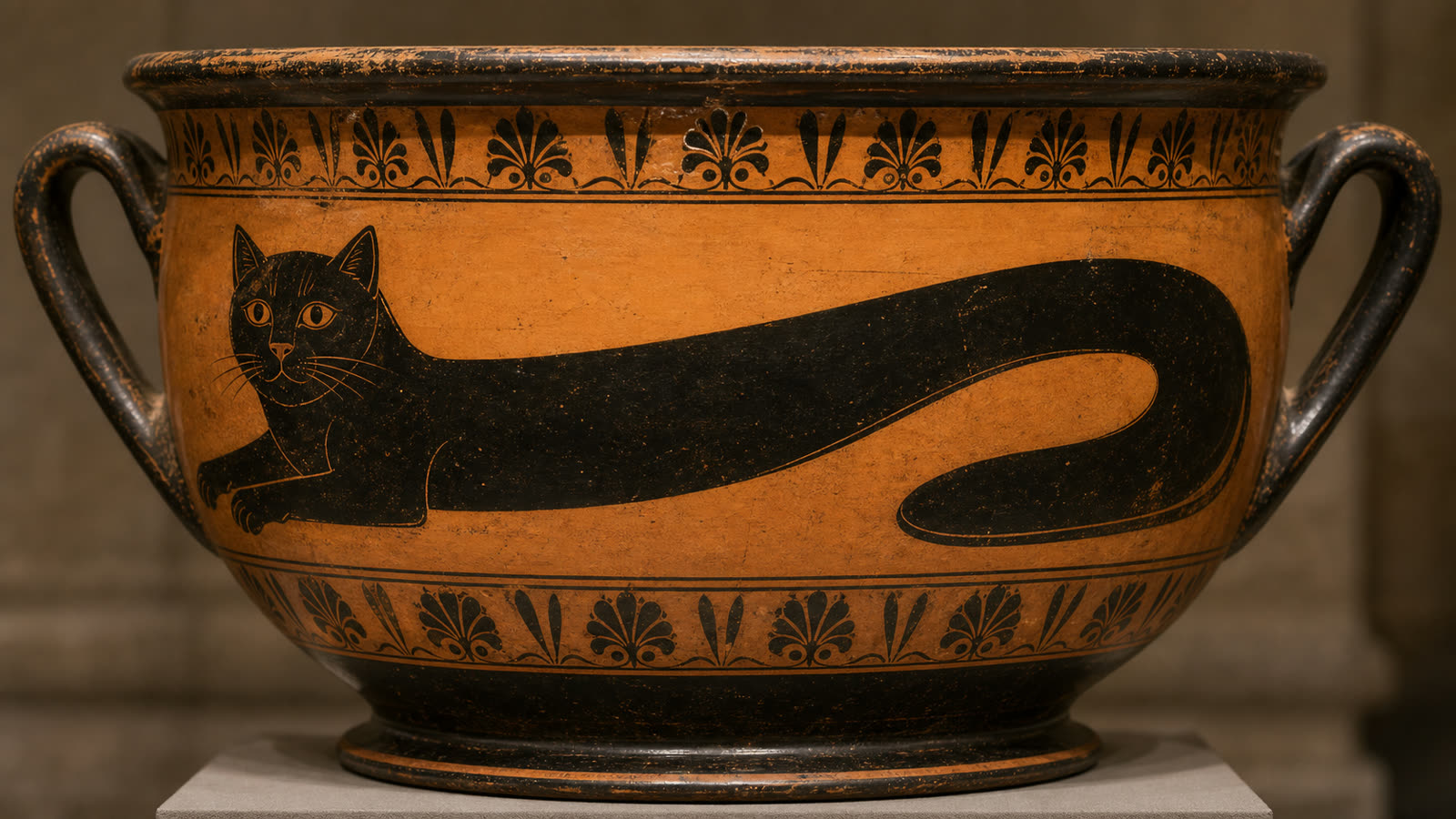 Black-figure longcat krater