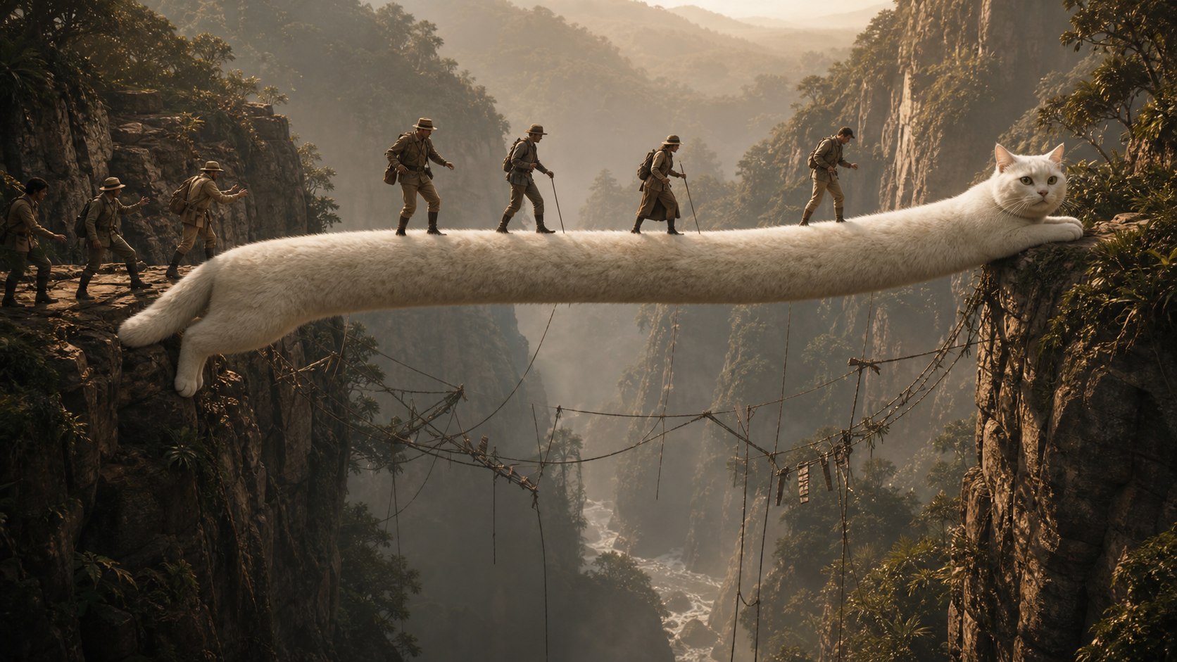 Expedition crosses the catbridge