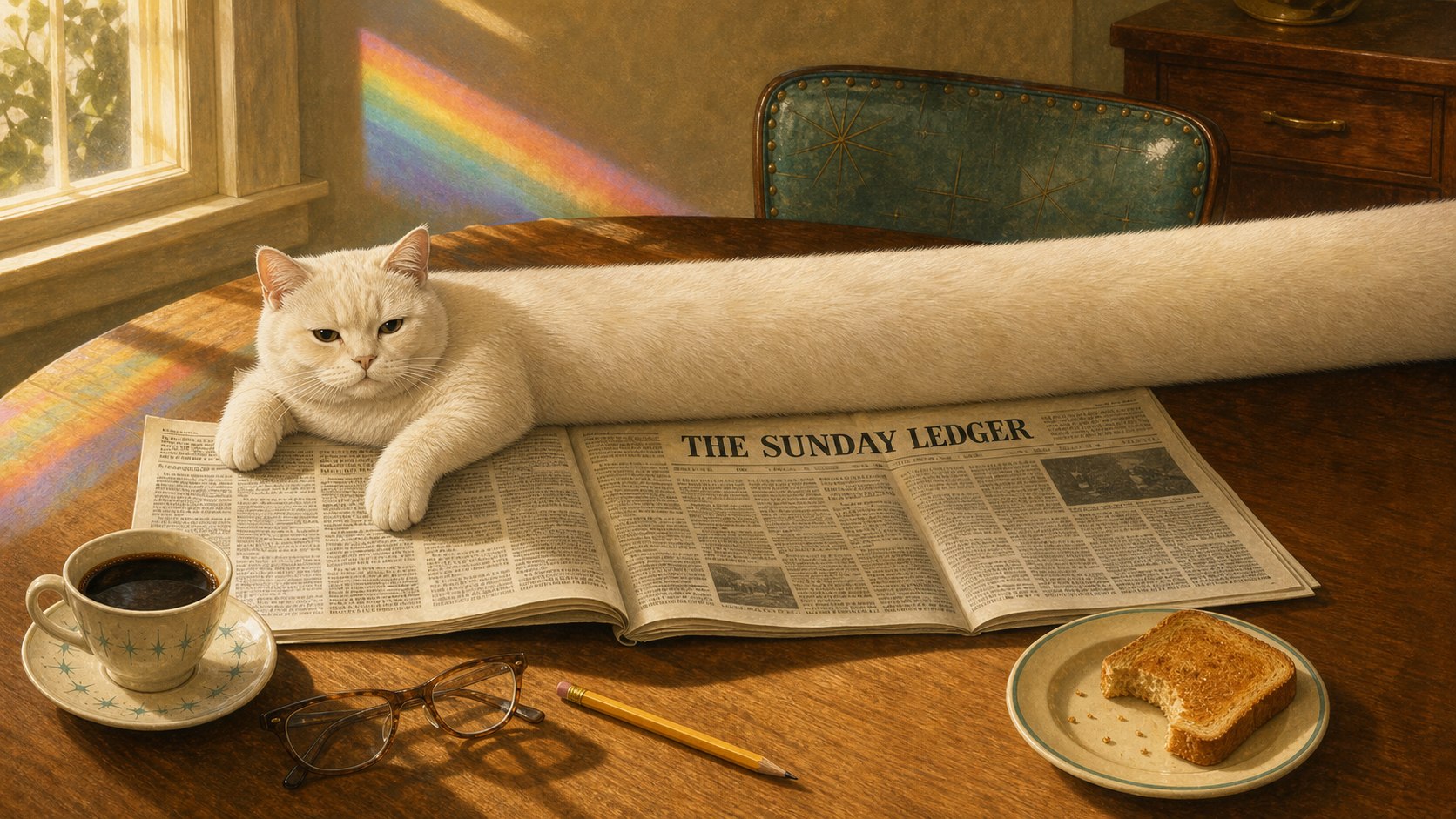 Sunday paper stretches the table