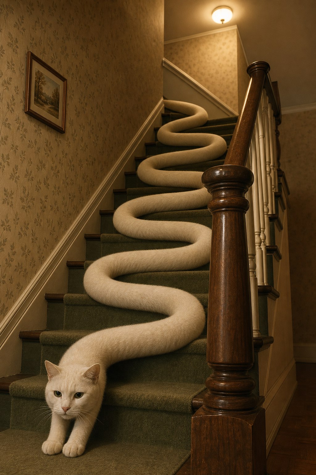 Stair runner descends the stairs