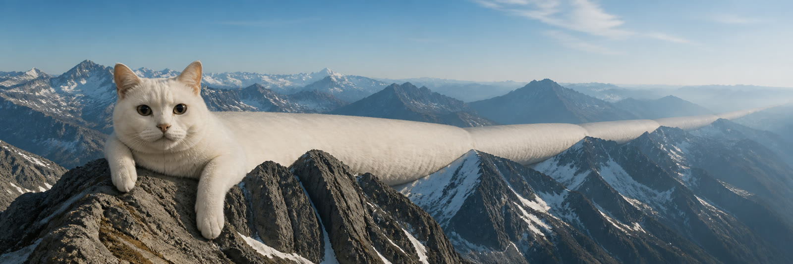 Cat Draped Across Mountain Range
