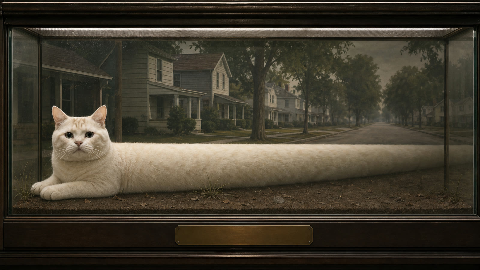 Habitat diorama of suburban longcat