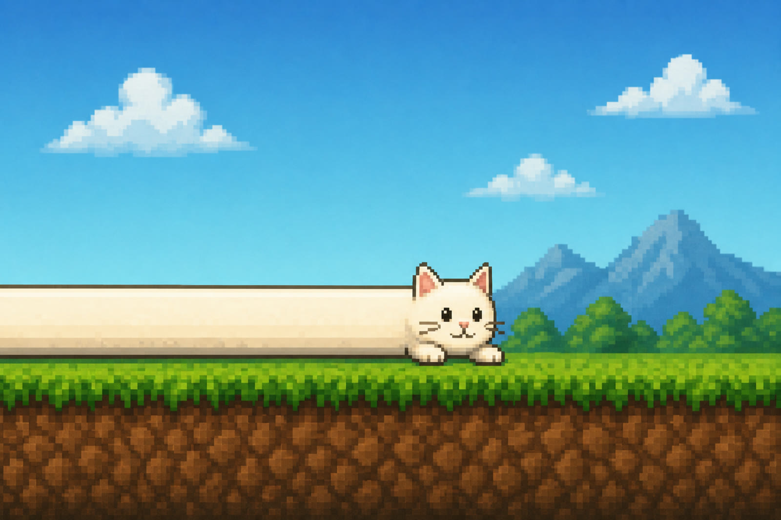 Pixel Cat Enters From Offscreen